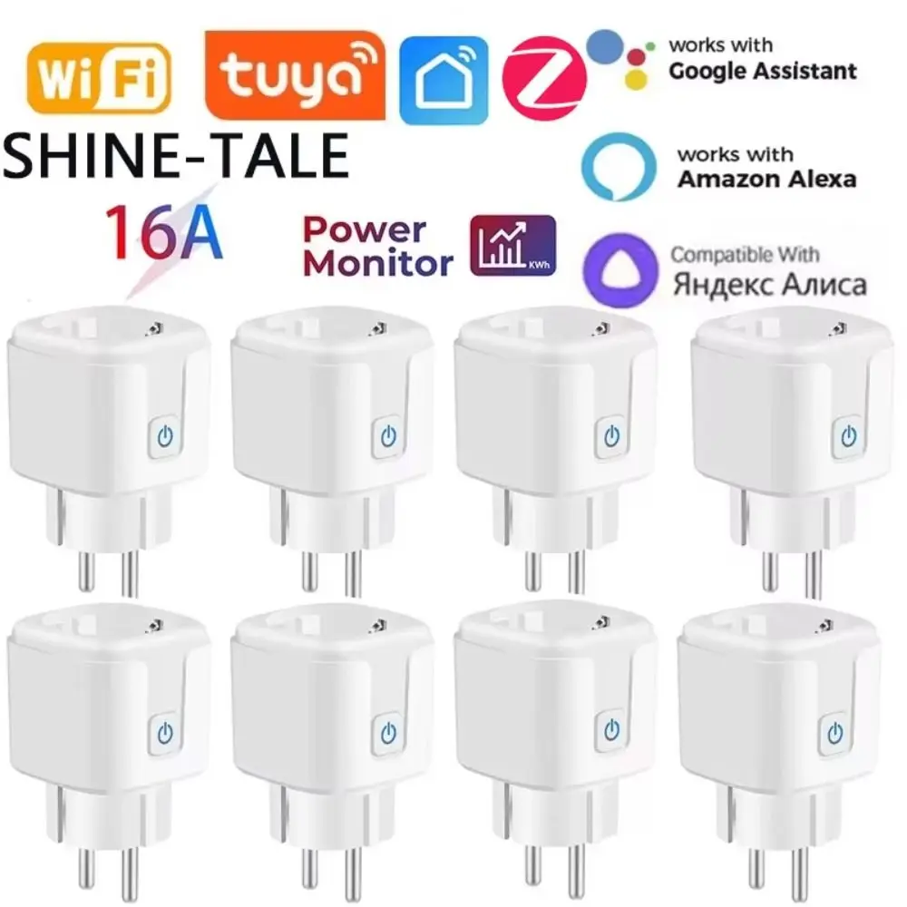 New EU Smart Plug Power Monitor 16A Smart Timer Function Remote Voice Control WiFi Plug Smart Home