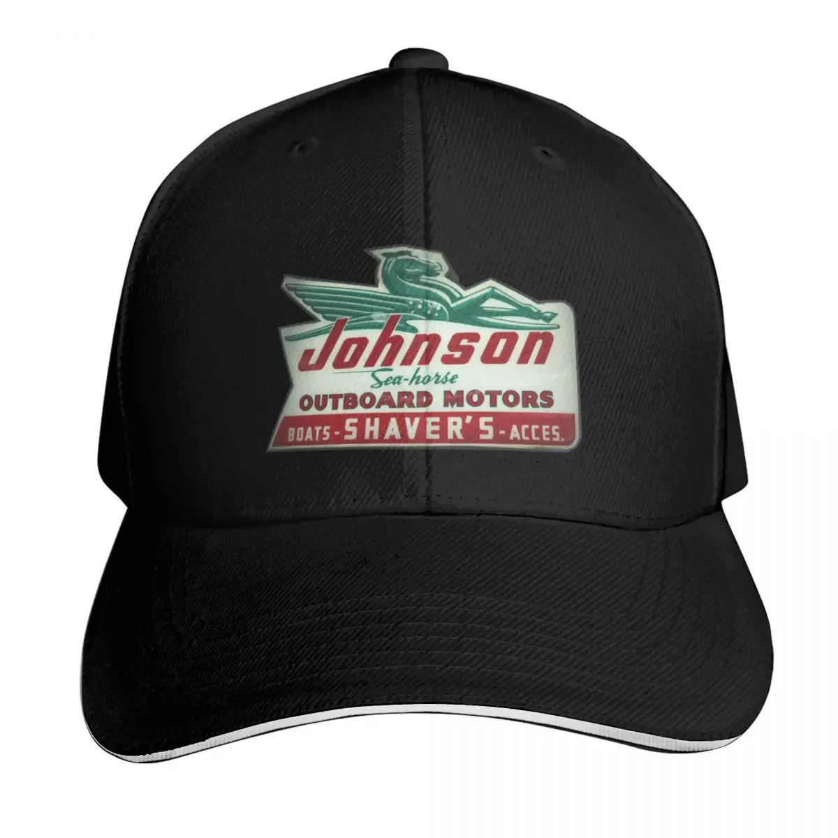 Johnson Sea Horse Outboard Motors Logo Baseball Cap Adjustable Buckle Closure Moisture Wicking Quick Dry Curved Brim Classic Fit