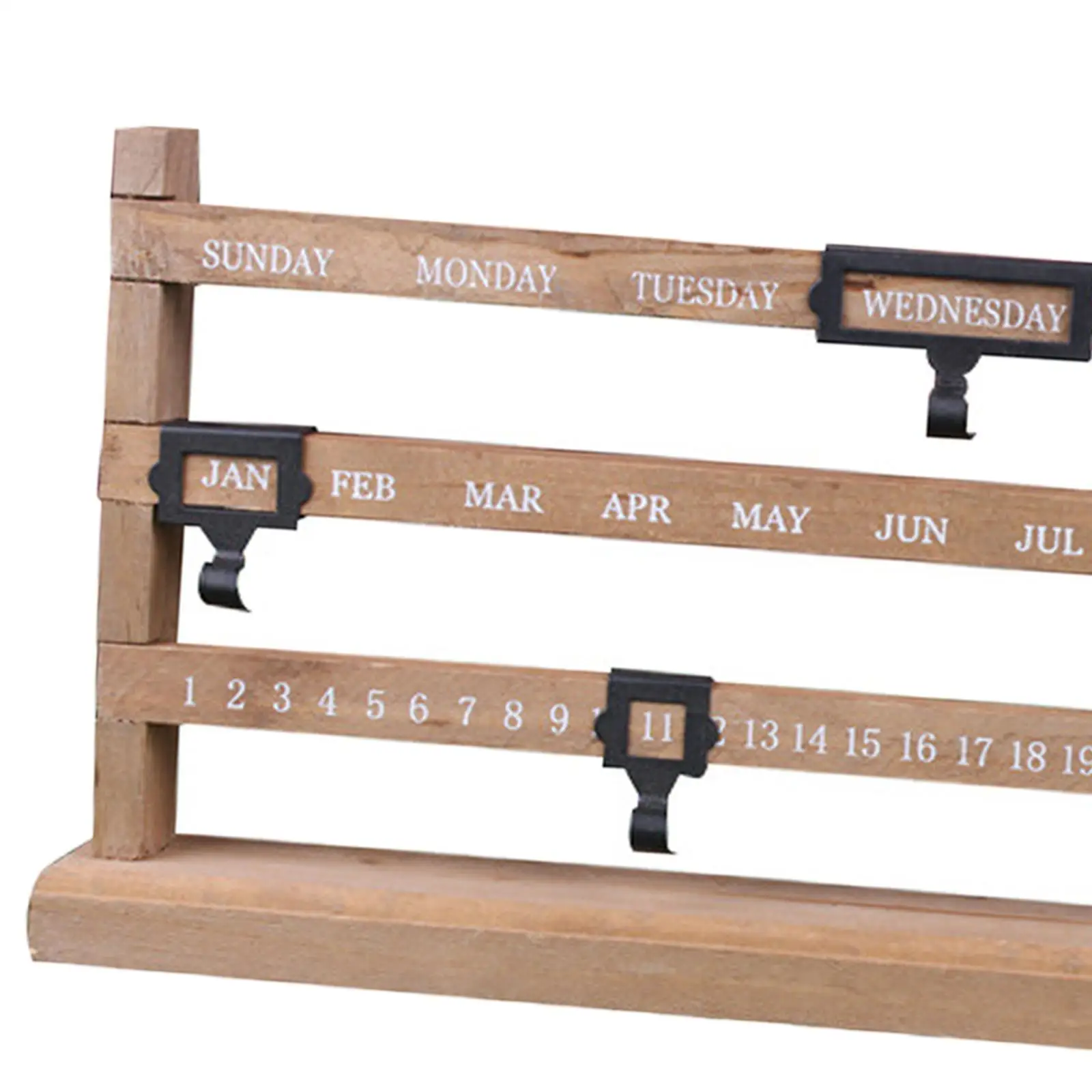 Natural Wood Perpetual Calendar Desk Calendar for School Desktop Living Room