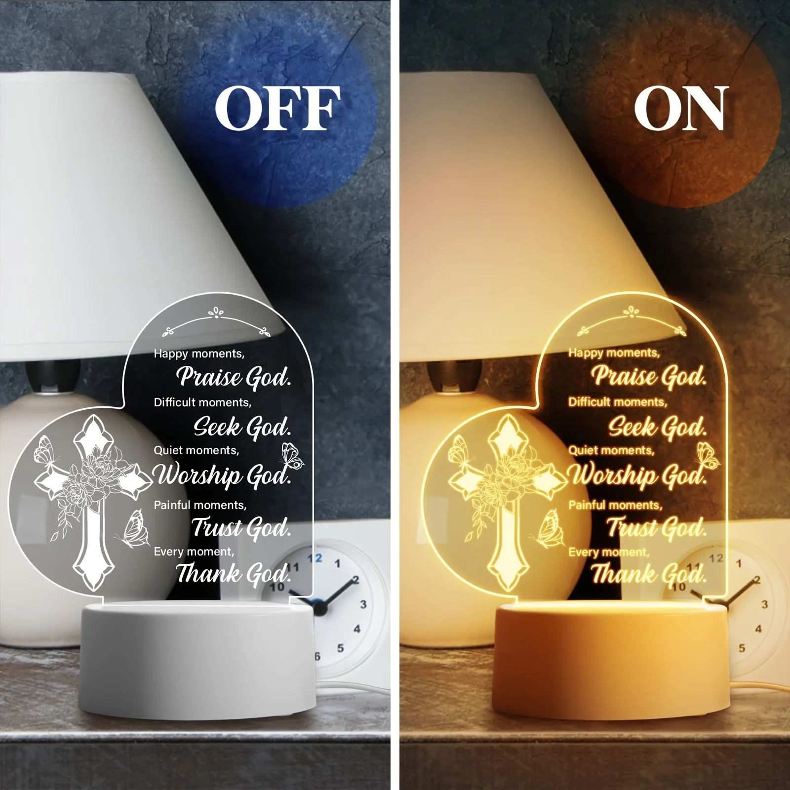 1pc Christian Gifts for Women USB Engraved Night Light, Religious Gifts with Prayers, Christian Praise and Inspiration Gifts