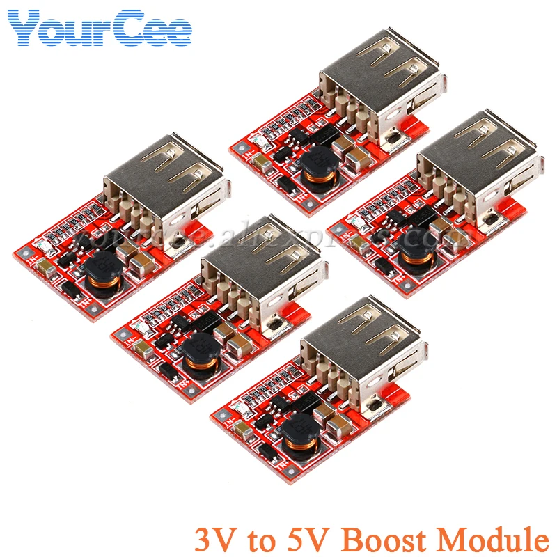 5szt/1szt 3V do 5V DC-DC Konwerter Step Up Boost Moduł zasilacza 1A Ładowarka USB do telefonu MP3 MP4 96% Wydajność