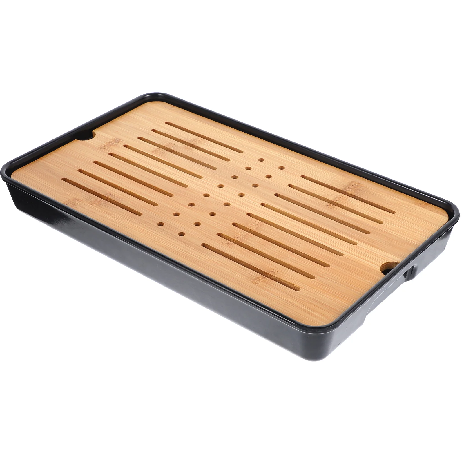 Square Bamboo Tray Tea Serving Dish Drying Rack Drip Drainer Draining Service Board