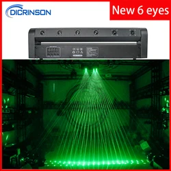 NEW 6 Eyes moving head laser lights DMX512 Green line laser effects stage lighting projector DJ Disco Dance party lights