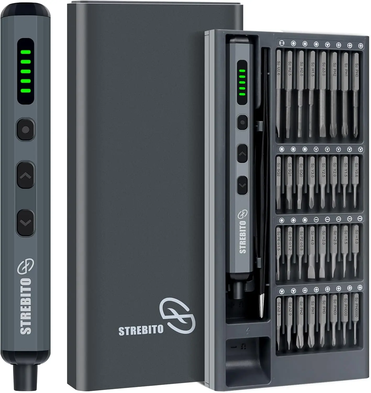 

Mini Electric Screwdriver Set, 70 in 1 Small Electric Screwdriver Cordless - 64 S2 Preicison Bits, 5 Torque Settings, 4 LED