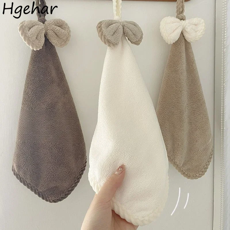 Hand Towel Cute Kawaii Shower Bathroom Kitchen Quick Dry Water Absorbent Girls Hair with Handle Clean for Kids Adults Bow Wipe