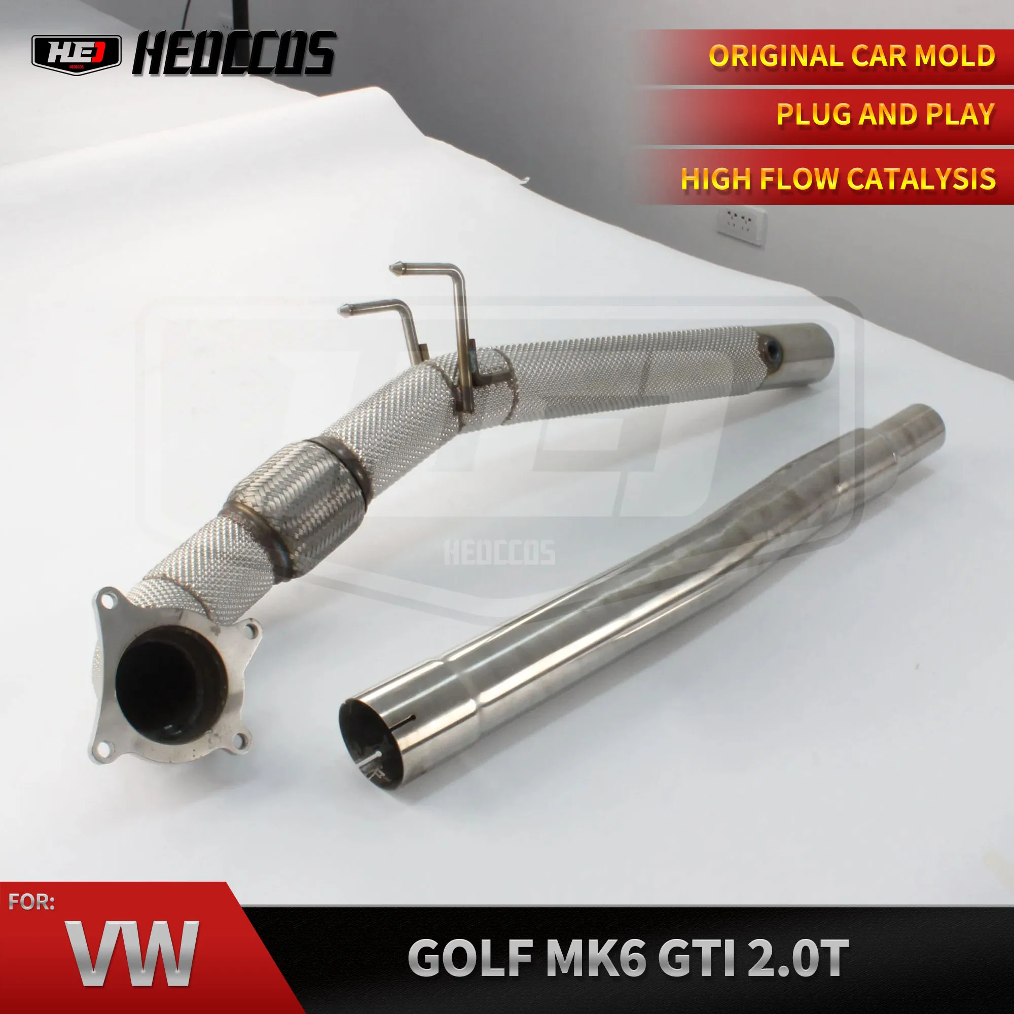 HEO 76mm / 3.0Inch For Volkswagen Golf MK6 GTI / R downpipe performance exhaust high flow catalyst