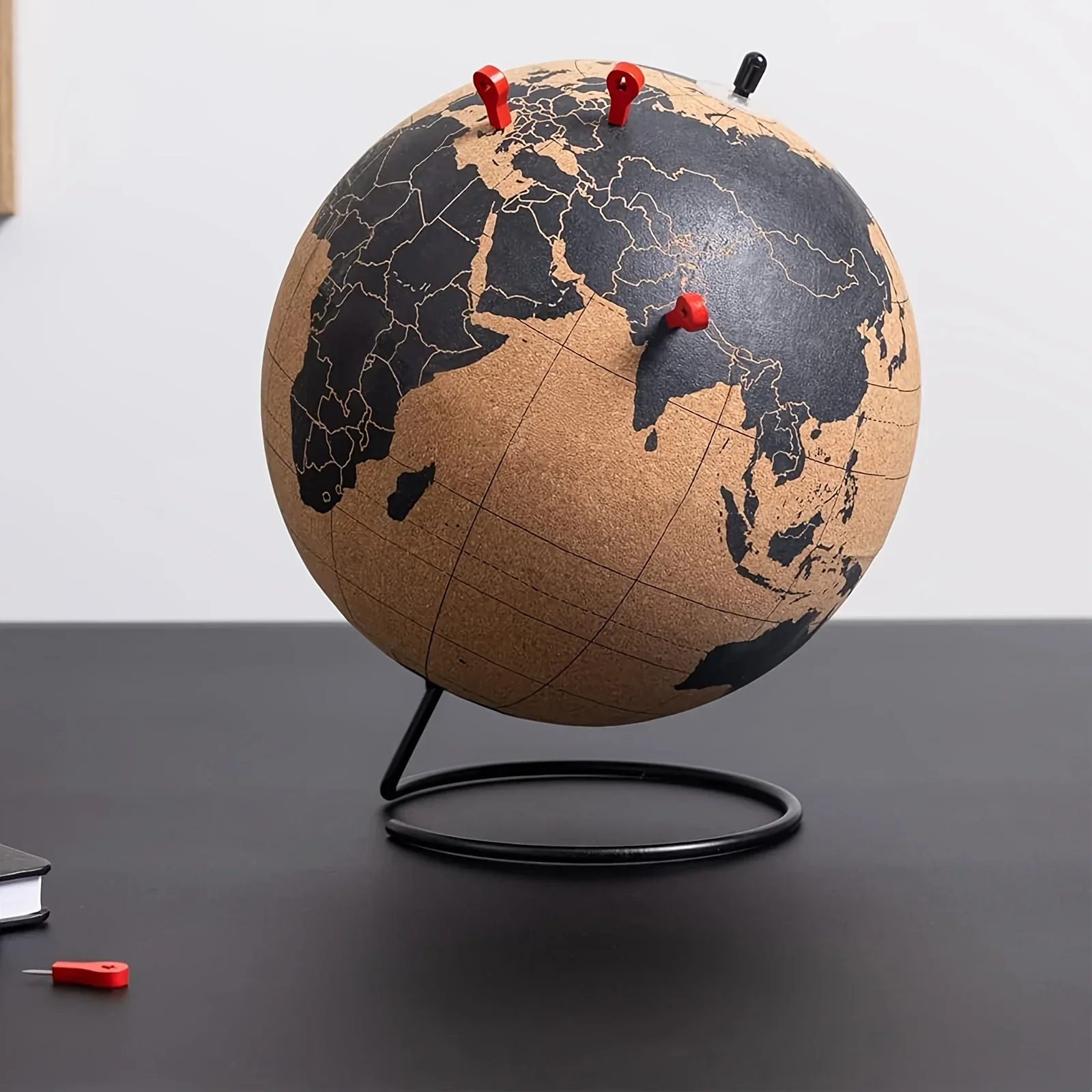 Cork Globe Holder Creative Office Desktop Decor Globe Unique Ornament Message Board Softwood Earth Travel Commemoration Gift