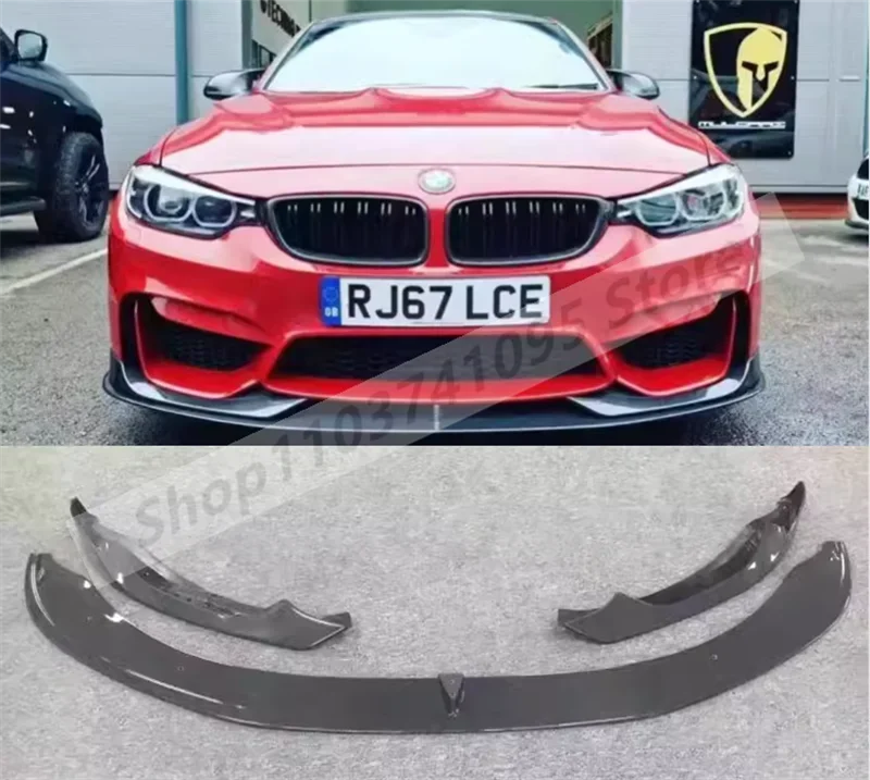 3PCS Real Carbon Fiber Front Bumper Splitters Cup Flaps Lid Spoiler Lip For BMW F80 F82 F83 M3 M4 2014-2020 AC Style