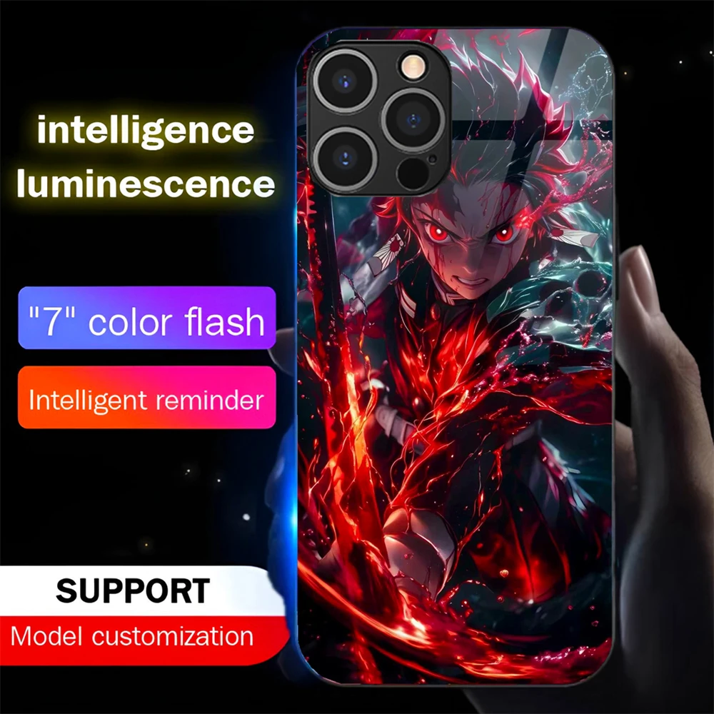 2026 أنيمي الكرتون مضيئة الزجاج LED دعوة تضيء فلاش قضية الهاتف غطاء آيفون الهواء 17 16 E 15 14 13 12 11 برو ماكس زائد #1