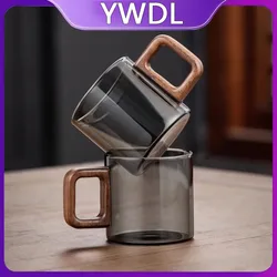 YWDL 1pcs 호두 손잡이가있는 내열성 유리 티 컵 120ml 미니 에스프레소 컵 세트 그라운드 커피 머그잔 유리잔 브루잉 티웨어