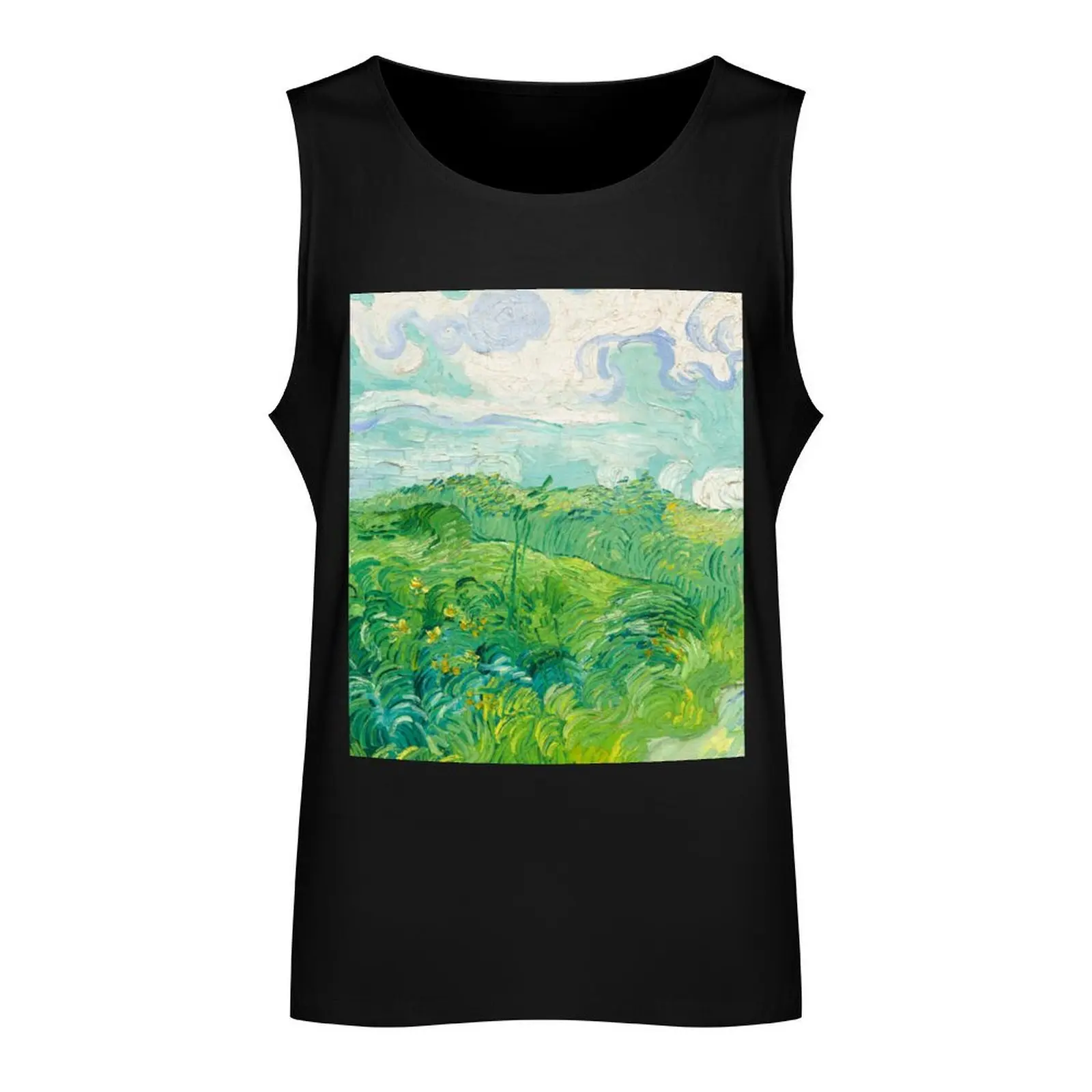 Green Wheat Fields Auvers Van Gogh Fine Art Tank Top T-shirt for fitness t-shirts for men