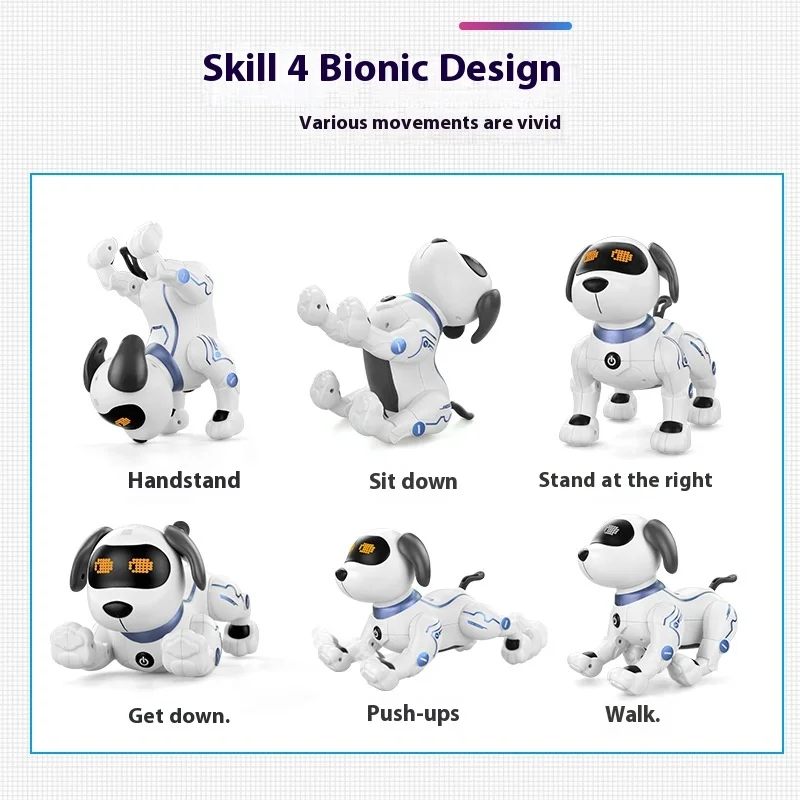 Telecomando per bambini Robot acrobatico intelligente musica per cani danza programmazione bionica Robot cane regalo di compleanno per bambini