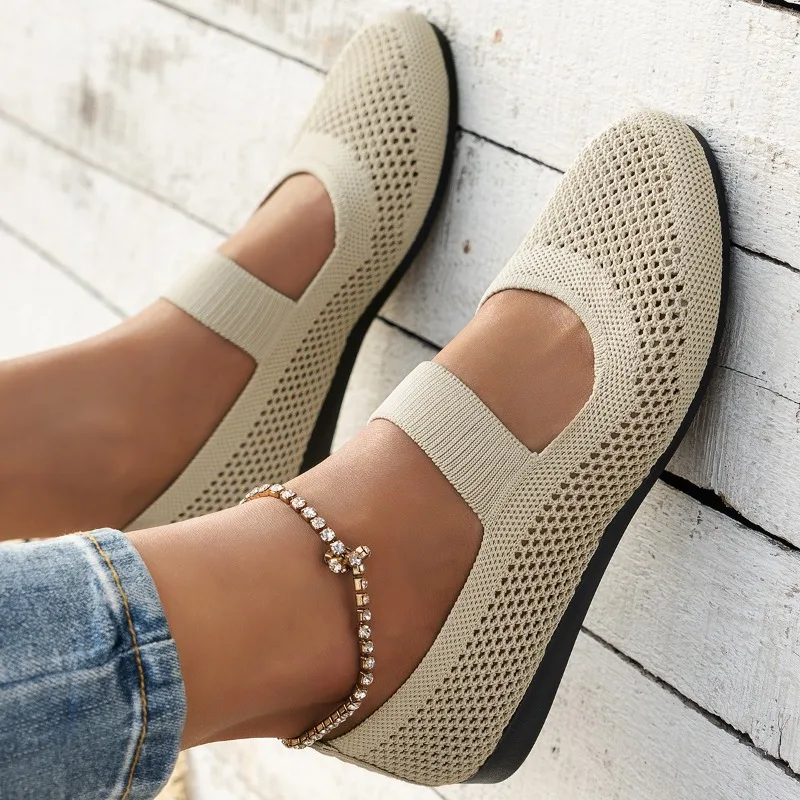 2024 Women Flats Shoes Slip on Foldable Loafers for Women Square Toe Single Shoes Hollow Out Fashion Mom Casual Shoes for Ladies