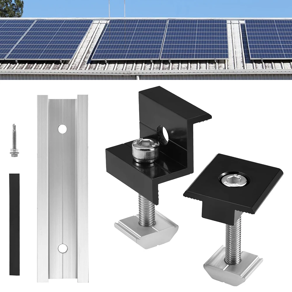 Solar Panel Bracket Kit 6 Pieces Aluminium 12 Cm U-shape Mounting 30mm/35mm Solar Mounting Connector For Tiled Roof Flat Roof