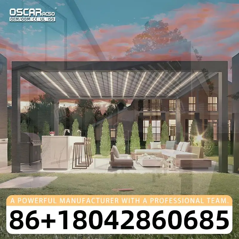 Patio Waterproof Hardtop Gazebo Outdoor Aluminium Louvered Hardtop Pergola for Garden Backyard Picnic Area pergola