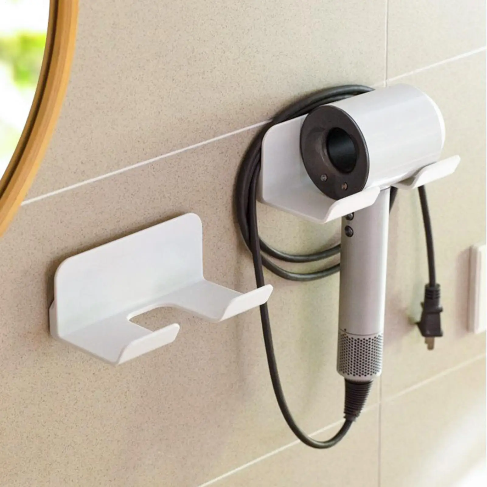 Wall Mounted Hair Dryer Storage Holder Does Not Require Punching Multifunctional Bathroom Hair Dryer Holder Accessories