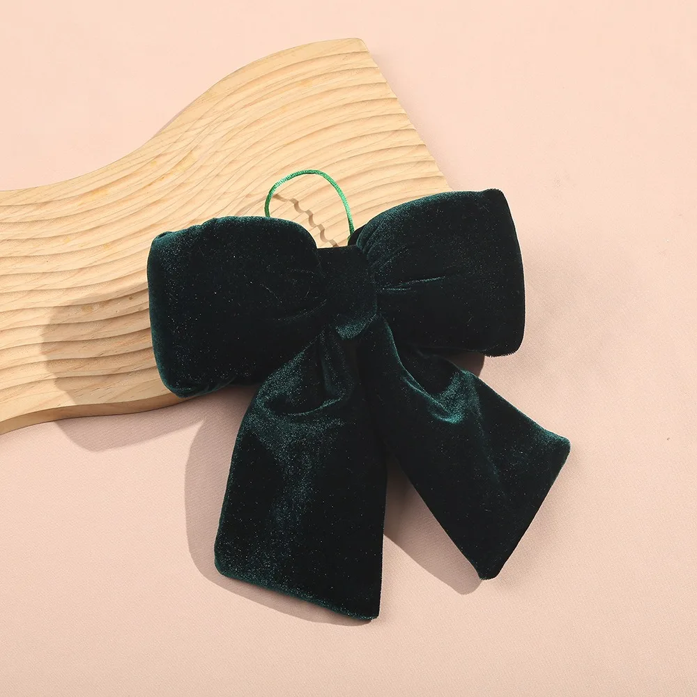 Velvet Fabric Bowknot Pendant Classic Christmas Style Bowknot Shape Hanging Xmas Ornament DIY Tree Hanging Decor Party Supplies