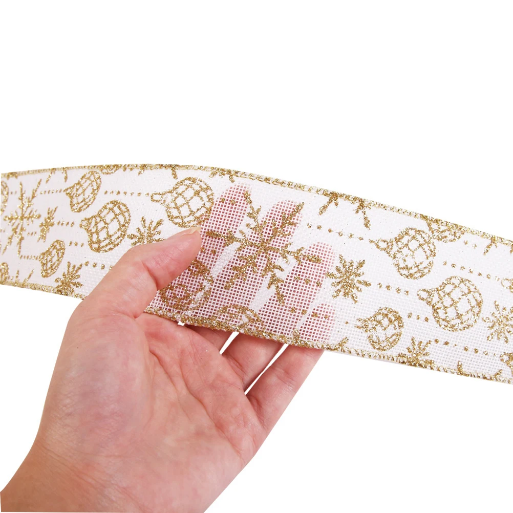 

2Pcs Glitter Snowflake Design Ribbon Christmas Festive Party Decor Bowknot Gift Wrapping Premium Material Craft Accessories
