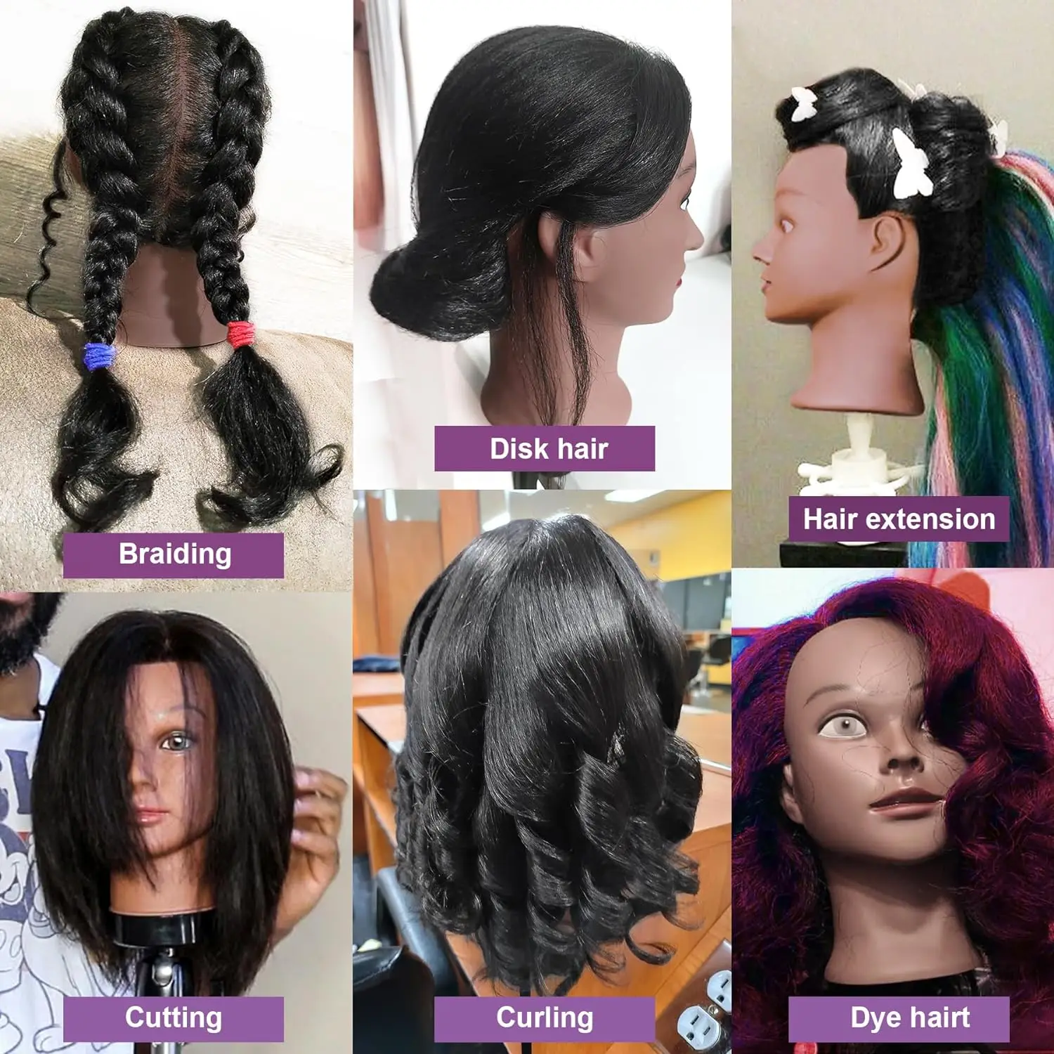 14 Zoll Kopfpuppe Mannequin Kopf echtes Haar für Kosmeto logie Puppe Kopf Friseur Friseur Trainings praxis