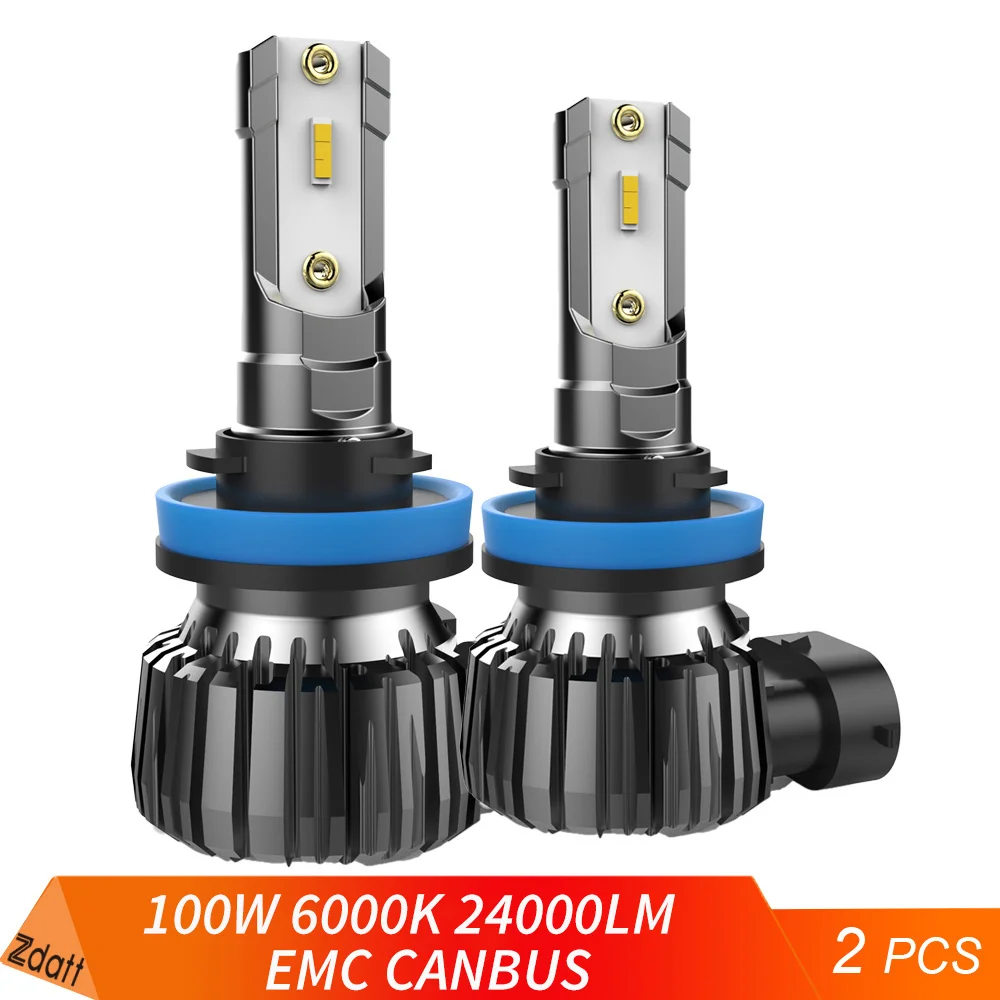 

Zdatt H7 LED Headlight Bulb H4 H8 H11 HB3 9005 HB4 9006 Mini Wireless 100W 24000LM 6000K CSP for Car Headlamp Auto Diode Lamps