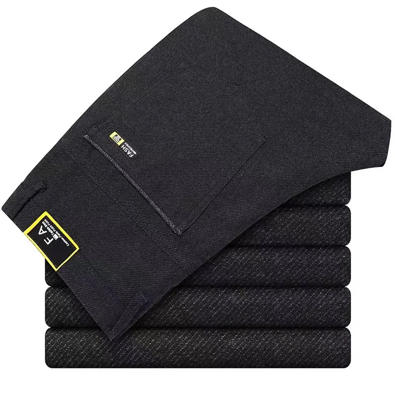 

Fashion Mens Business Slim Fit Casual Pants Straight Formal Trousers Versatile Breathable Black Gray Blue Brand Trousers