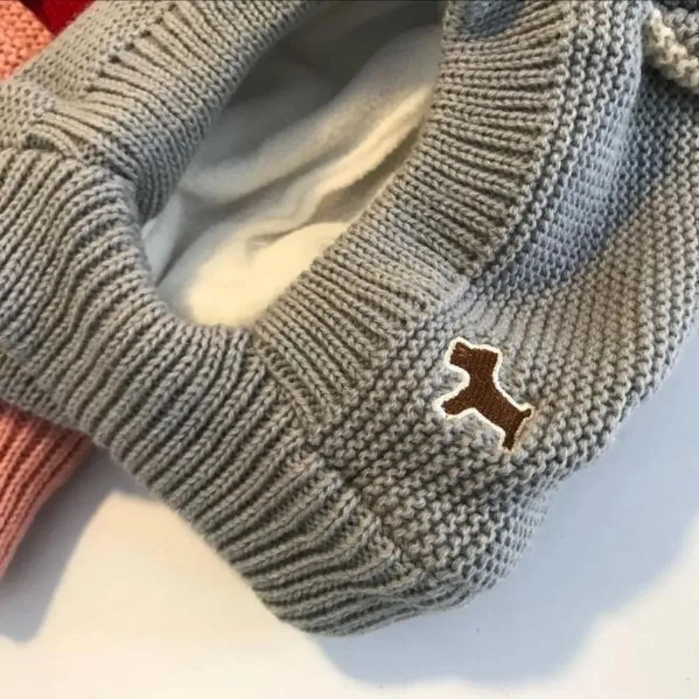 Gorro de pasamontañas de punto para bebé, gorro con bufanda de una pieza de dibujos animados, gorros de lana con protección para los oídos cálidos y gruesos para invierno