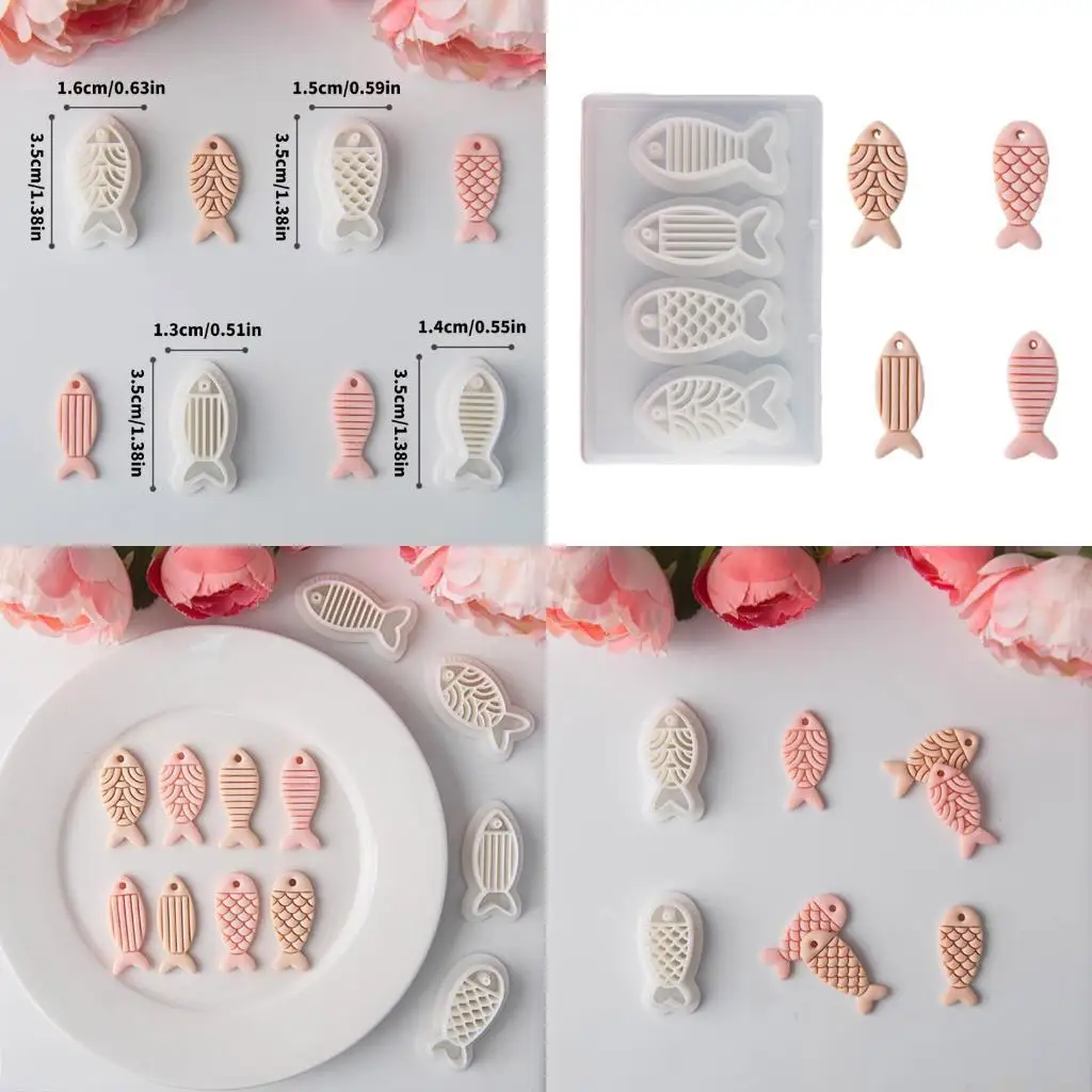 

D46E Plastic Clay Earring Mold Set Fish Polymer Jewelry Tools For Handmade