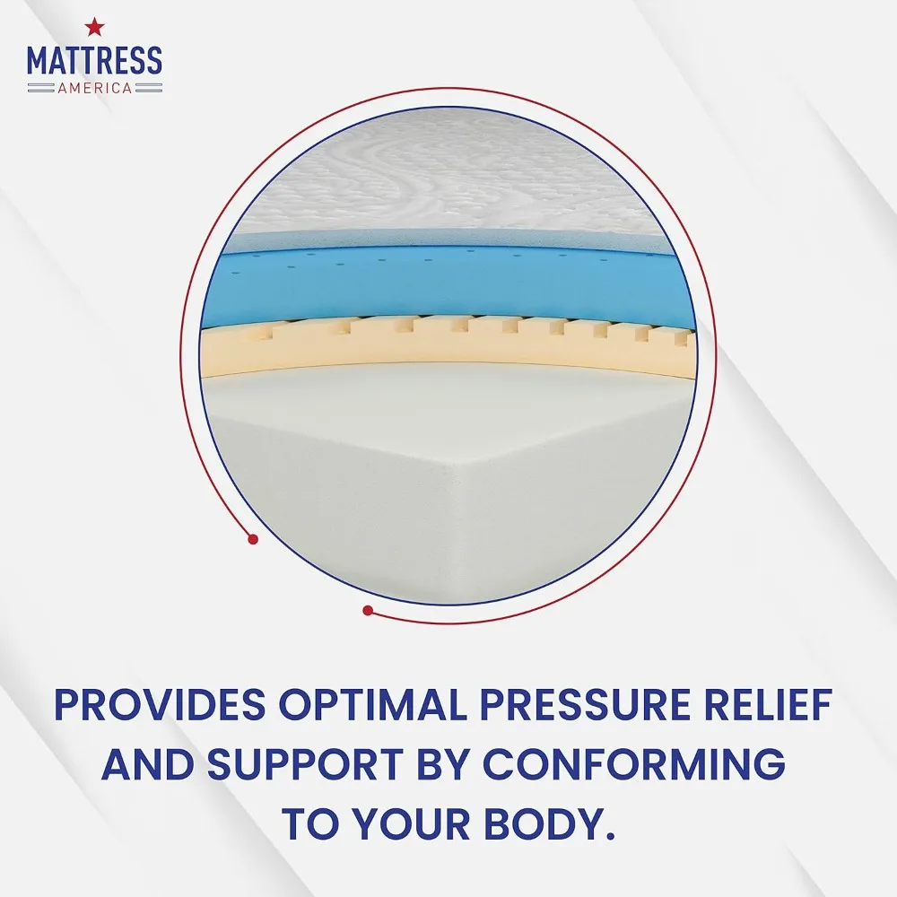 Queen Mattress America Revive Gel Colchão de espuma viscoelástica sem fibra de vidro, 12 polegadas, Queen