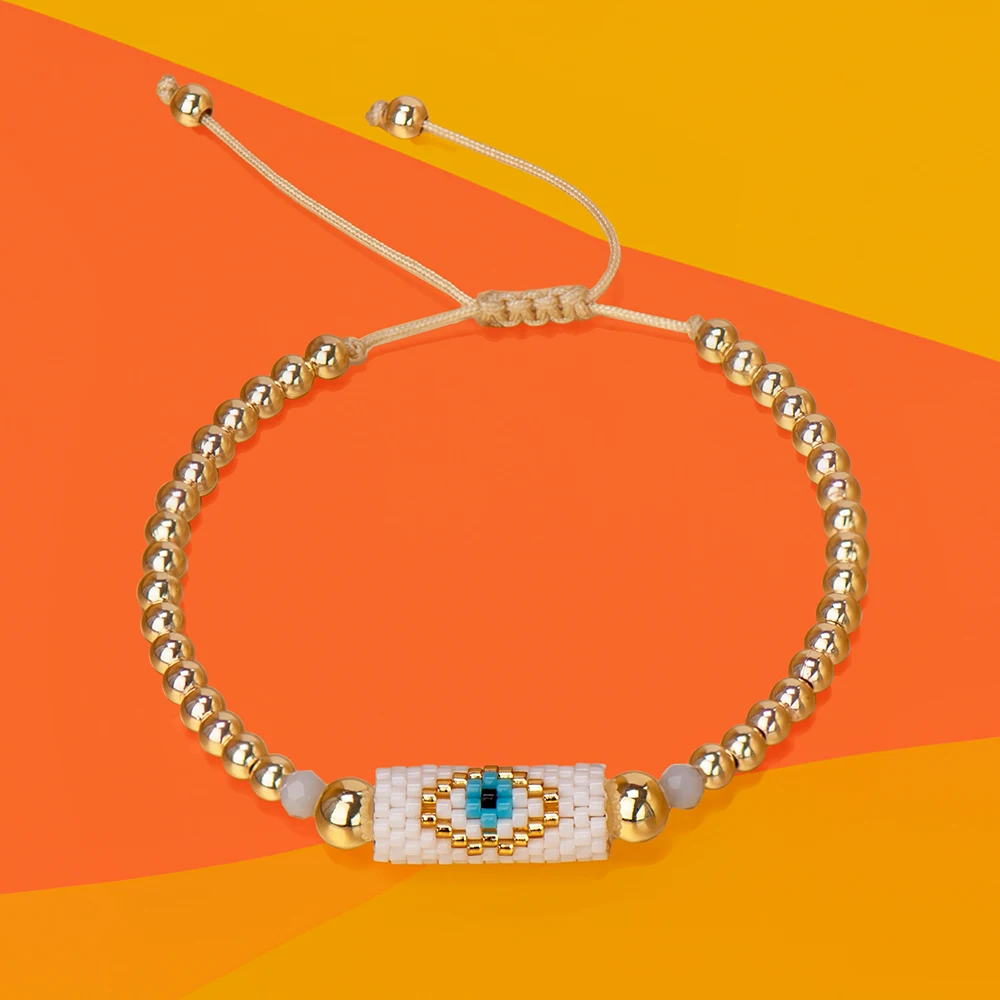 Pulsera Ojo Turco Tejida De Mal De Ojo Para Mujer, Cuentas Miyuki, Hecha A Mano, Bohemia, Ibiza, Protección Turca, Joyería De Moda, Regalo De Acero Inoxidable, Nuevo Regalo De Bautizo Para Novios Verano 2023 Con Hilo