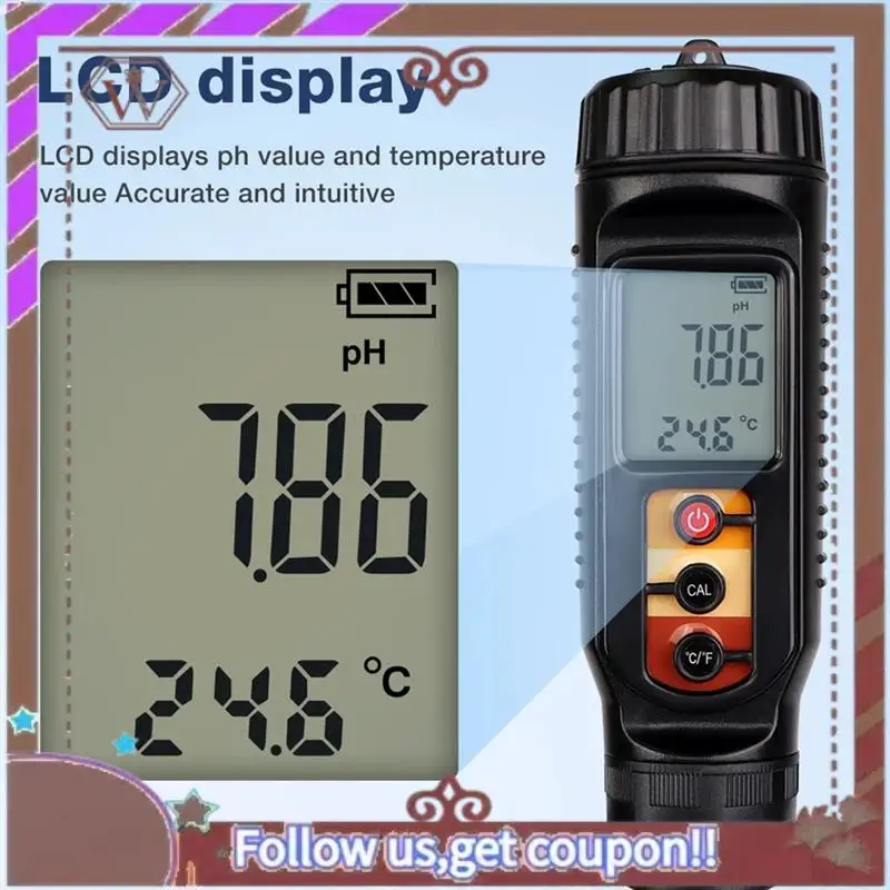 ABBG-الطعام الرقمي مقياس درجة الحموضة 0.00-14.00 التربة العجين PH/كاشف درجة الحرارة للحوم الجبن الخبز محلل متر