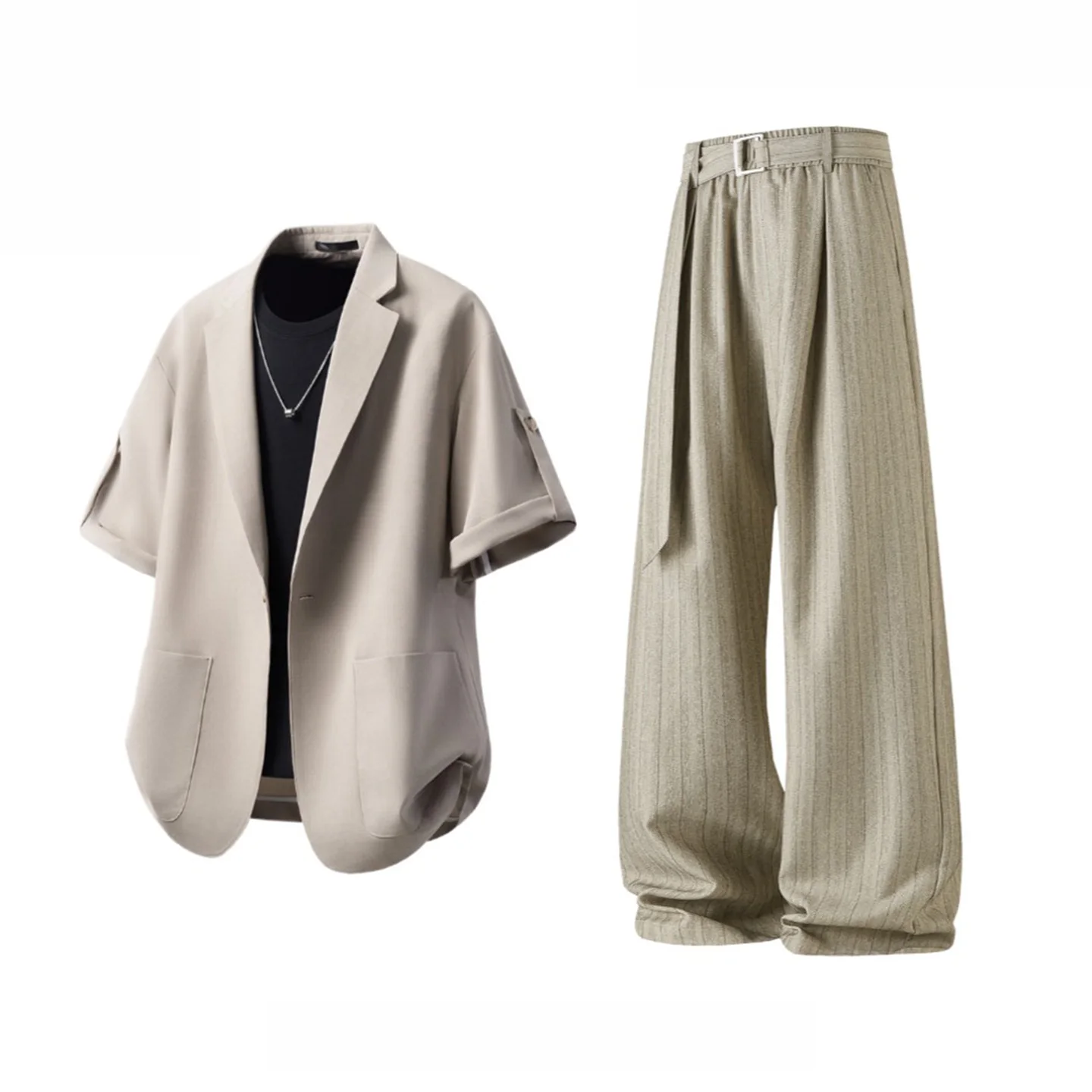 Khaki suit + khaki trousers
