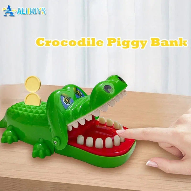 Tirelire Crocodile avec Dents Mordre les Doigts, Boîte d'Épargne, Jeu de Dentiste, Jouet Éducatif Interactif Parent-Enfant, Cadeau d'Anniversaire pour Enfant