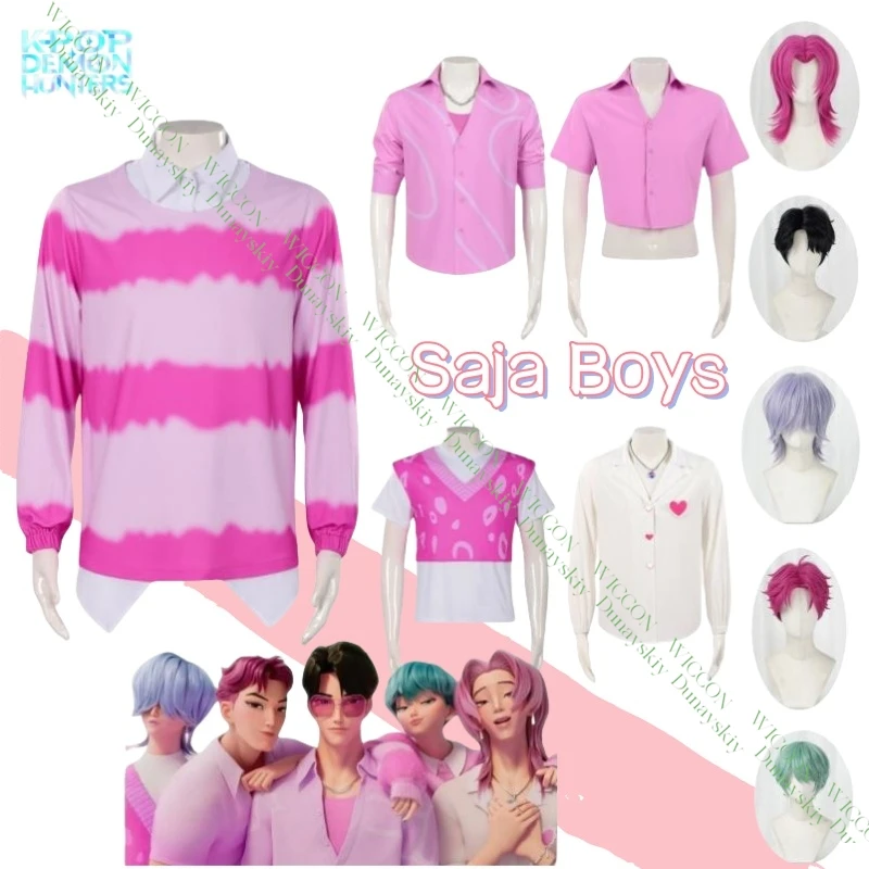 Crianças meninos jinu abby saja romance mistério cosplay camiseta kpop caçadores de demônios grupo ídolo roleplay roupa de halloween
