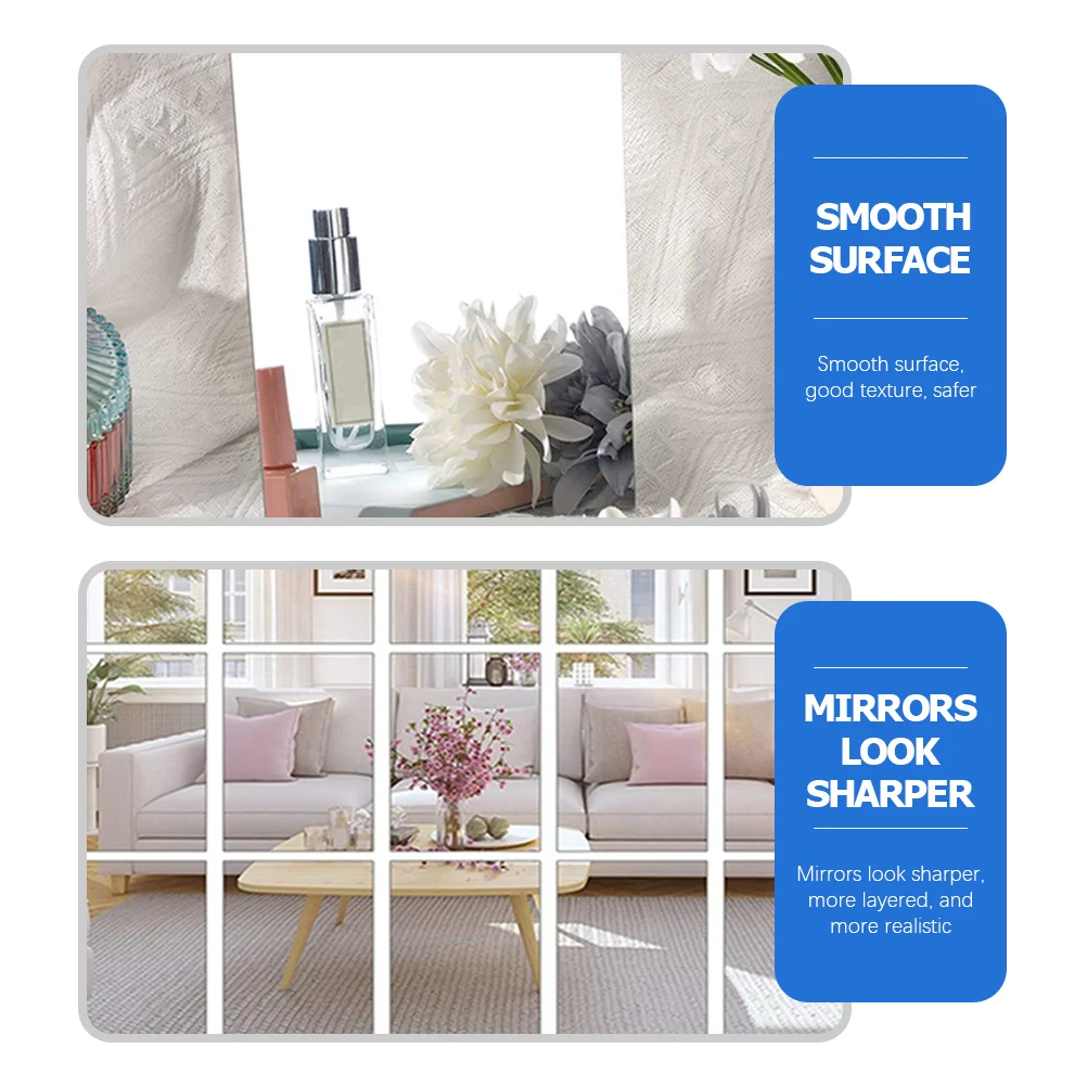 

4 Pcs Wall Mirrors Decorative Self Adhesive Bathroom Sticker Stickers Decoration