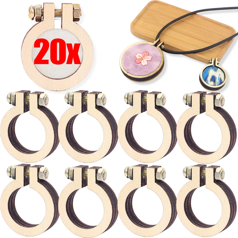 Mini Wooden Cross Stitch Frame Circular Embroidery Hoop Ring Crafts DIY Cross Stitch Sewing Kit Handmade Gifts Key Chain Decor