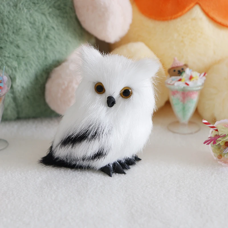 Realistic Mini Plush Owl Toy Animal Model Figurines Wedding Birthday Christmas Gift Home Tabletop Decor