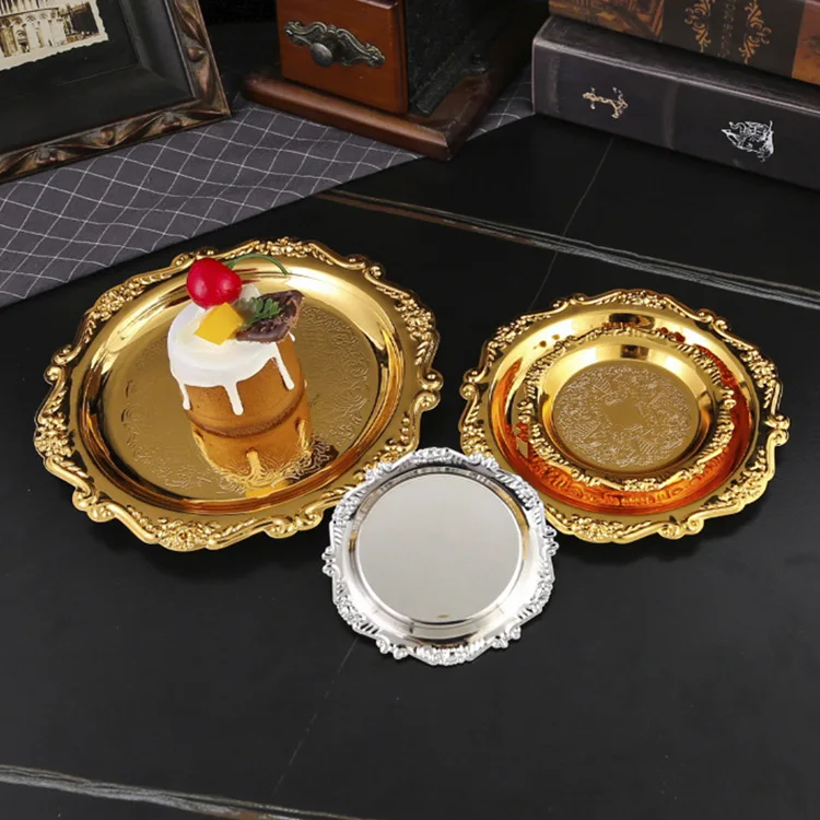 Dish Set Gold Cake Stand Metal Plate Candy Dessert Plate Wedding Saucer Food Plates