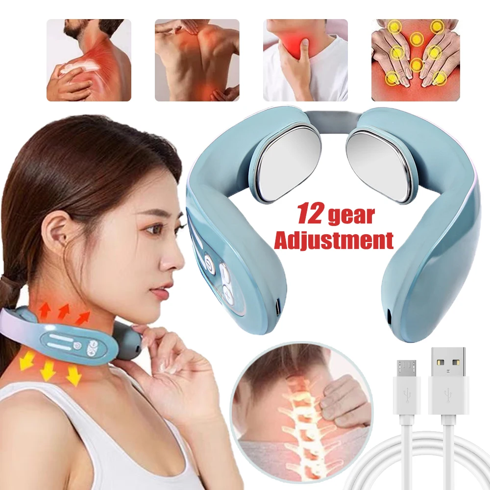 

1-2pcs Electric Neck and Back Pulse Massager 2 Massage Head Shoulder Kneading And Relaxation Hot Compress Cervical Spine Machine