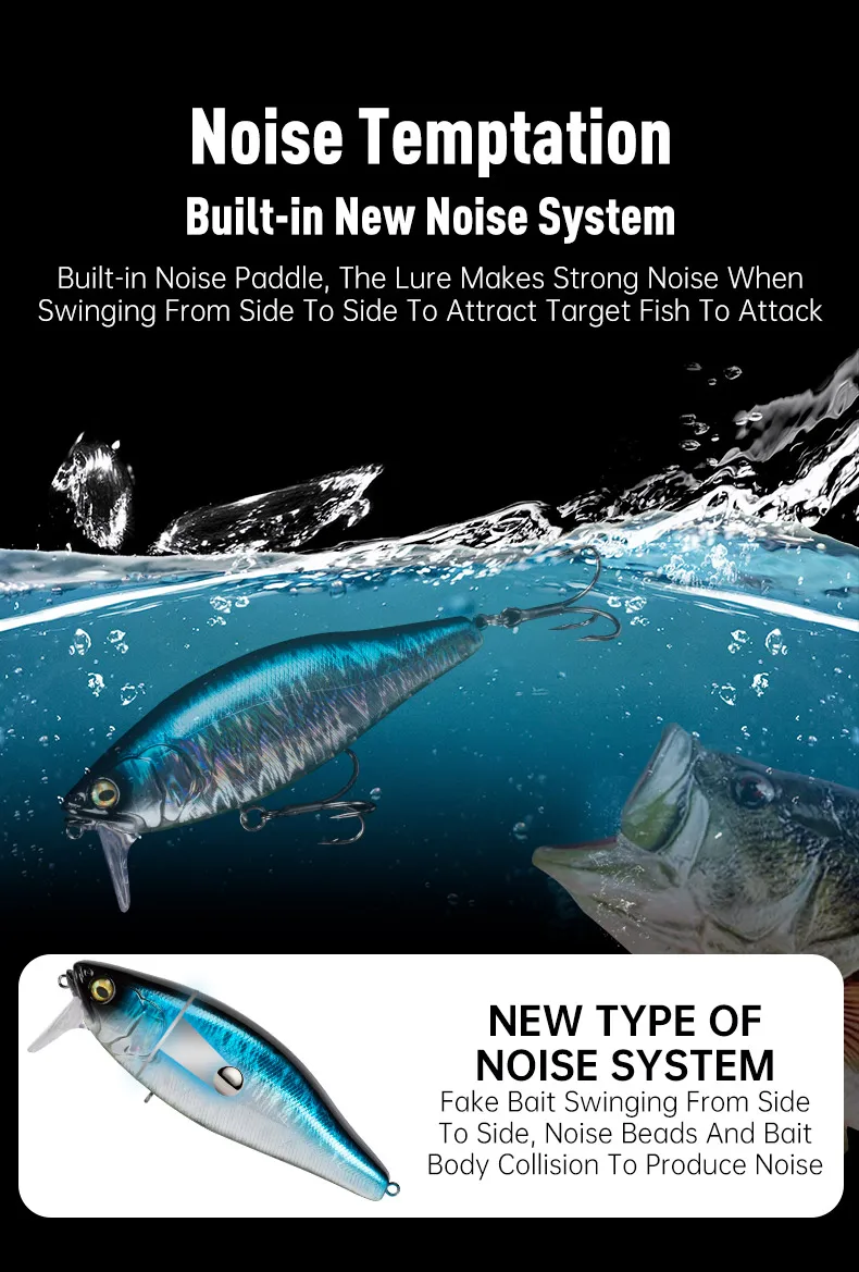 I-JACK Minnow Fishing Lures 107.7mm 30g Floating Swimming High Quality Hard Baits Noise System Wobblers For Bass Pike