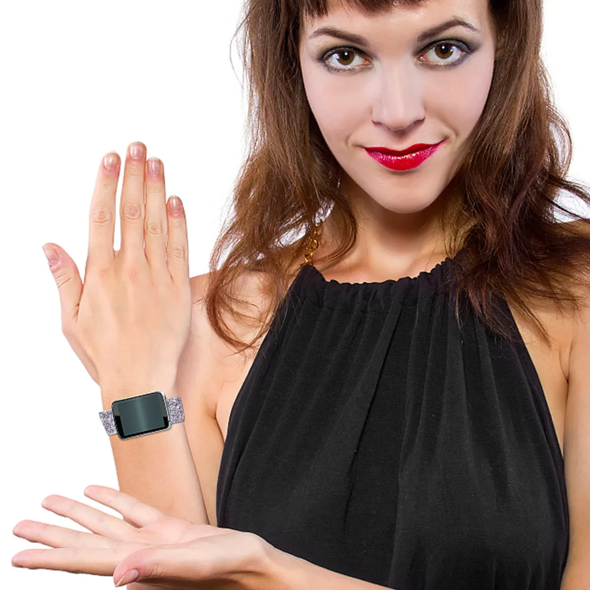 Silicone Watchband Compatible with Fitbit Flash Powder Finish Soft Sturdy Clasp Easy Install Remove