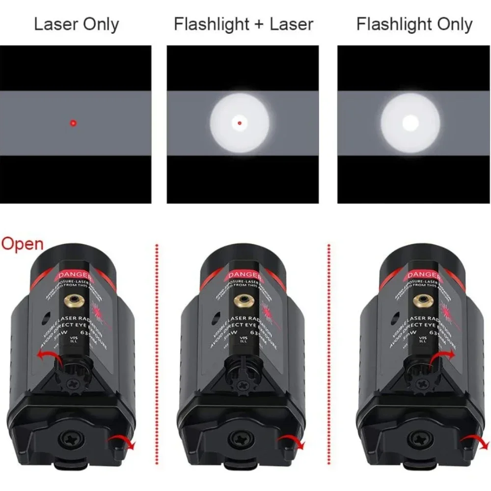 500LM Powerful Tactical Weapon Light Combo Red 5mw Laser Flashlight CR123A Battery Compatible for Pistol Handgun Rifle