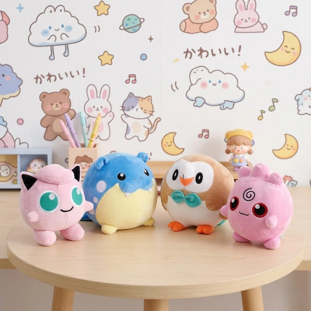 Juguetes de peluche de Pokémon, Igglybuff, Rowlet, Spheal, Jigglypuff, muñeco de peluche, dibujos animados, colección de hobbies, decoración, juguetes, regalos de cumpleaños