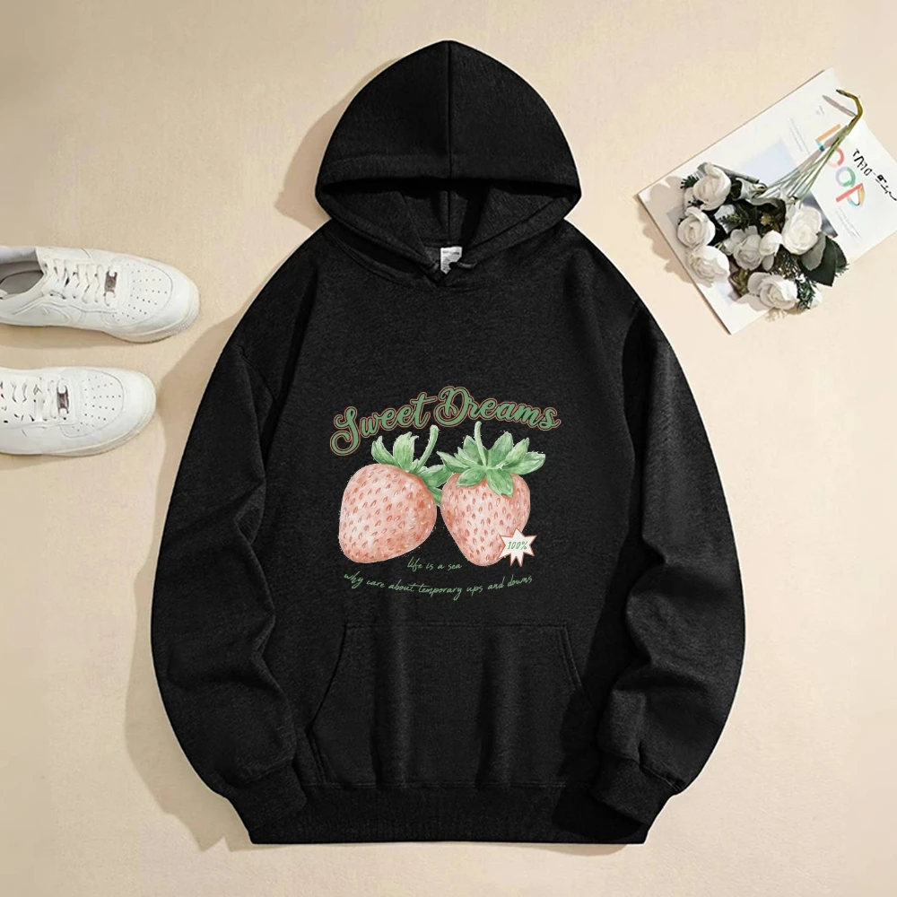 

Cartoon Printed Warm Pullover Hoodie Autumn And Winter Hooded Thickened Fleece Lined Hoodie Autumn And Winter Women's Clothing U