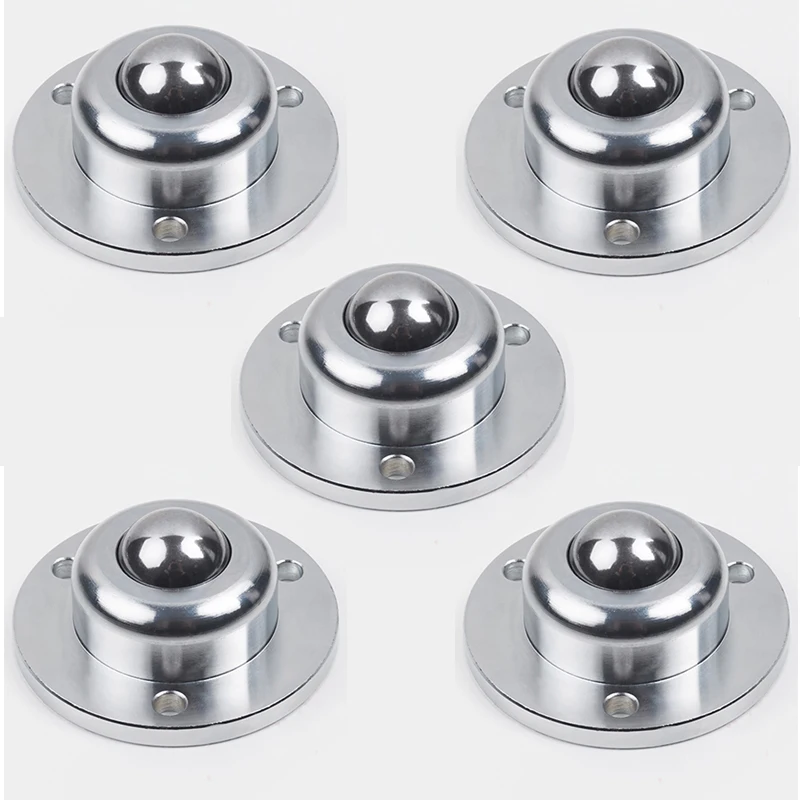 

5PCS Heavy Precision Conveying Universal Ball Casters with Flange Base Ball Bearing Bull Eye Wheels Transfer Omni Wheels Pulleys