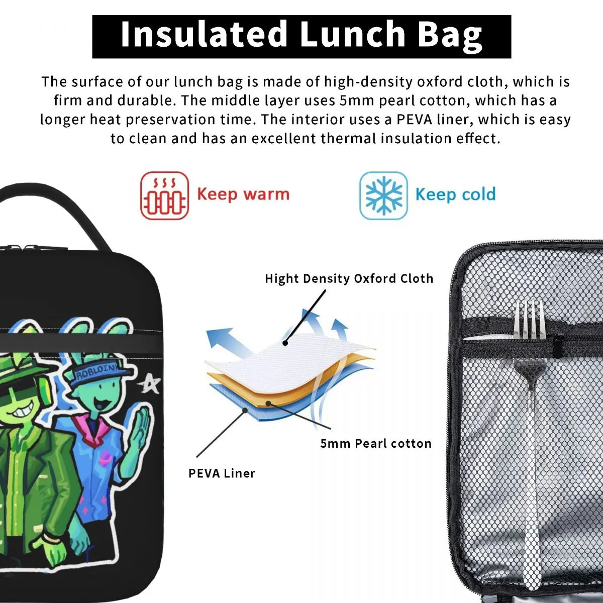 ถุงเก็บความเย็นแบบมีฉนวน Alien Chance และ Elliot   ภาชนะบรรจุอาหารกล่องอาหารกลางวันสิริขนาดใหญ่สําหรับเดินทางผู้ชายผู้หญิง