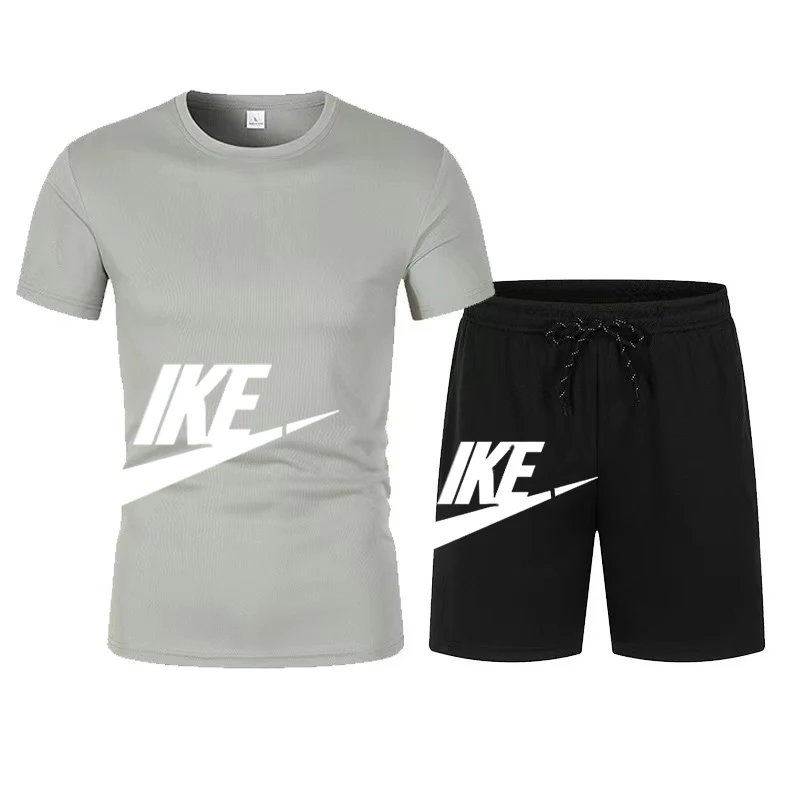 Conjunto de chándal de manga corta para hombre, camiseta de manga corta y pantalones cortos deportivos, traje informal, ropa para correr, marca de verano