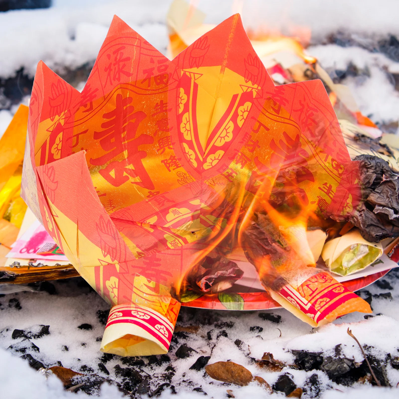 

5Pcs Yellow Pen Paper Ancestor Worship Sacrifice Burning Paper Money for Qingming Ghost Festival Ritual Use