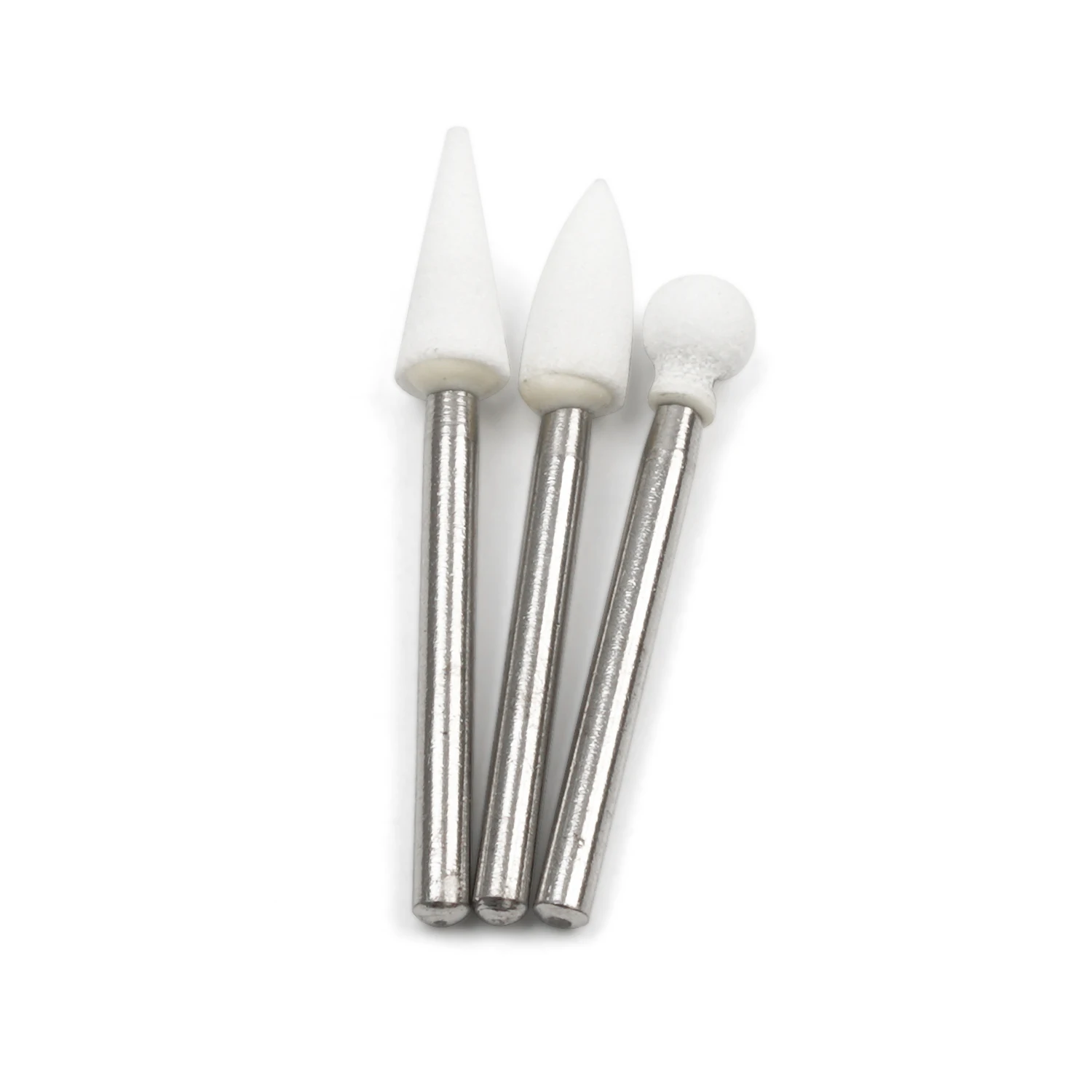 WELLCK 12pcs/Pack Dental Flame Cone Round White Stone Polisher FG Burs for Polishing Dental Clinic Metal Resin Porcelain