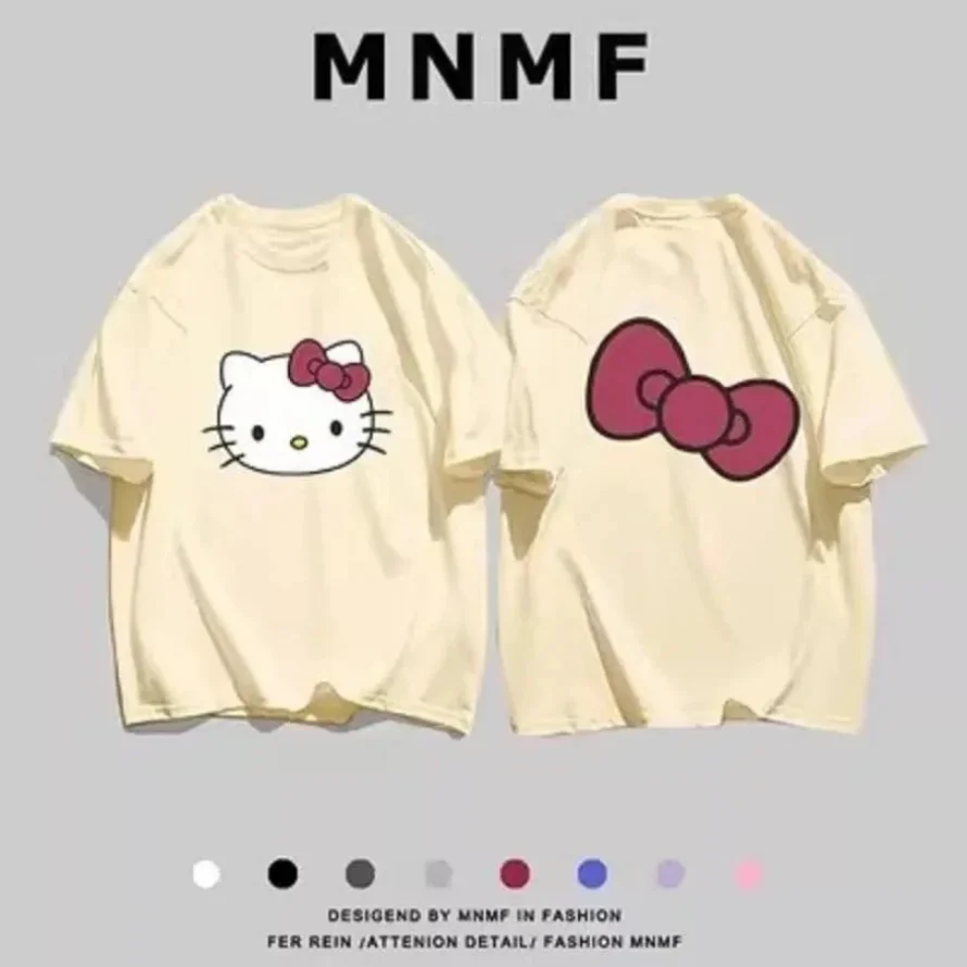 Hello Kitty New Spring and Summer Children\'s Cartoon T-shirt Girls Cotton Breathable Bottoming Shirt Boys Casual Short-sleeved