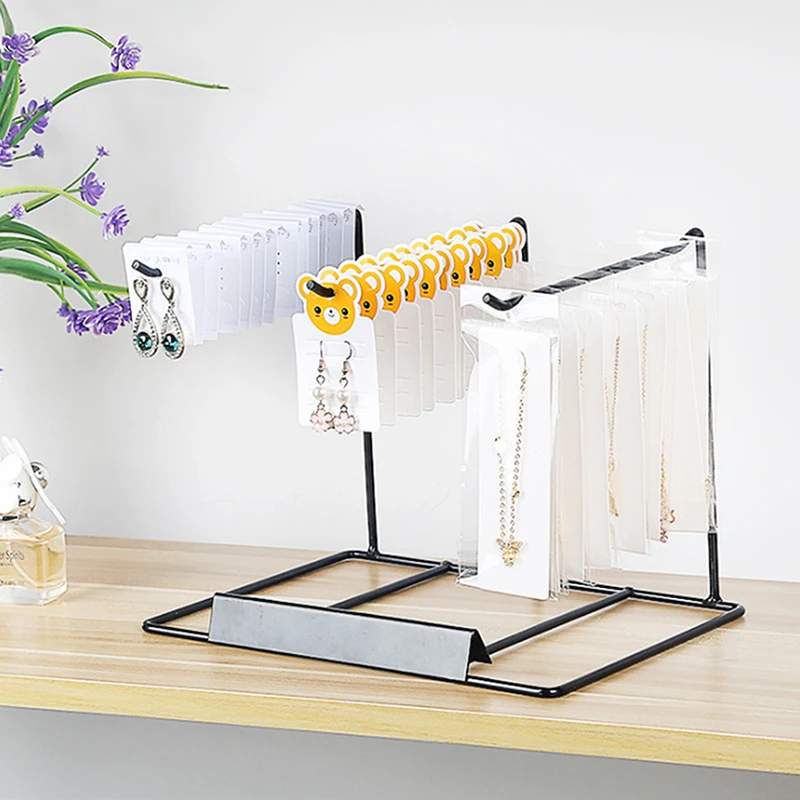 Iron Bracket Jewelry Display Rack Household Desktop Decoration Earrings Necklace Storage Headrope String Organizing Rack